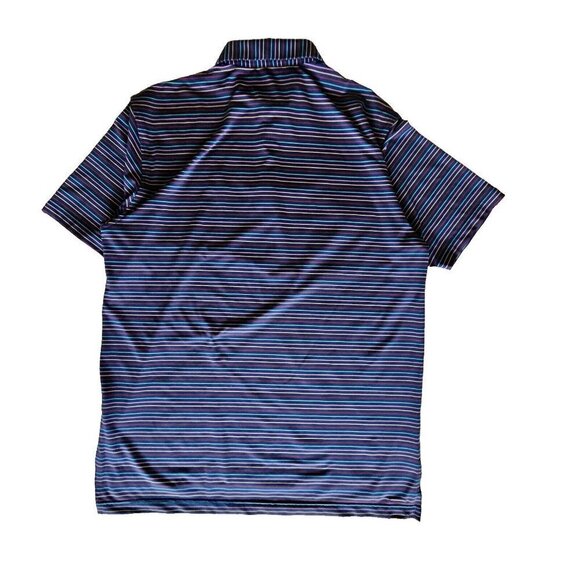 Turtleson golf polo navy striped short sleeve left chest embroidery button men L - Picture 12 of 12